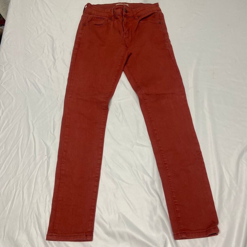 Angel Premium Jeans Size 26 Skinny Leg Rust Coral 5 Pocket Stretch Denim Loops